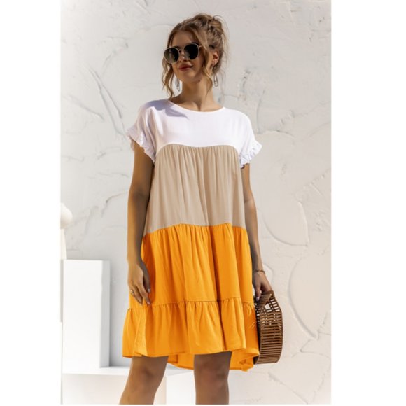 Color Block Tiered Dress - Picture 2 of 6